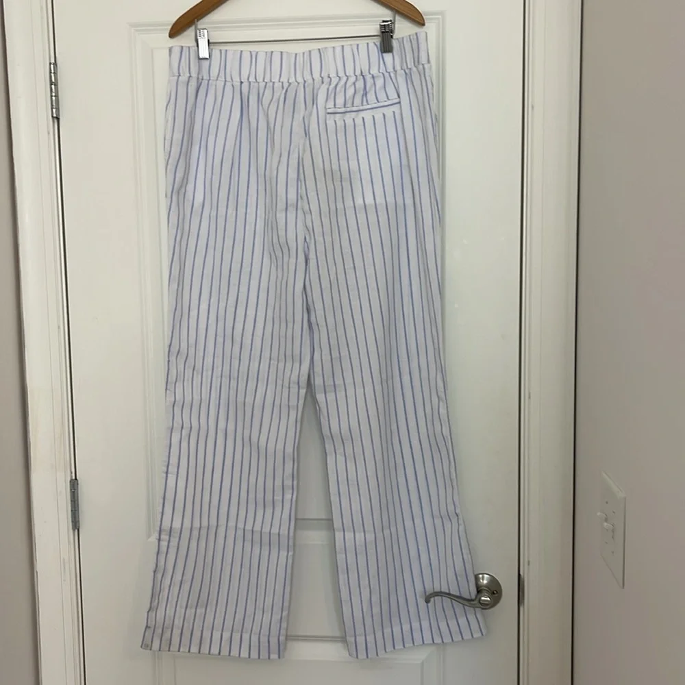 Faherty Malibu Linen Blend Pants Pier Stripe Size XL Preppy Minimalist Coastal